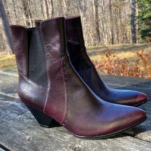John Fluevog Deep Purple Heeled Pointed Booties - Size 8 USA